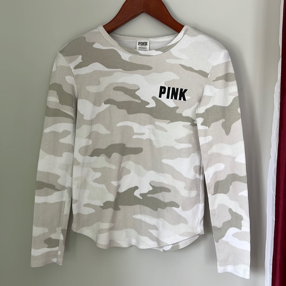 PINK camo long sleeve top